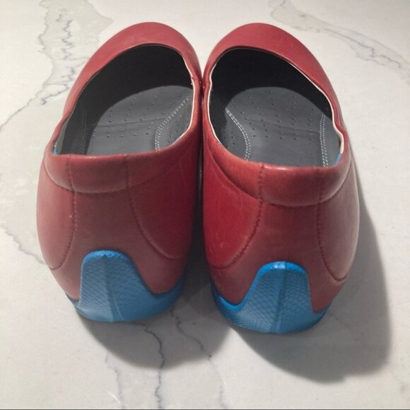 ECCO Sz 41 Slip On Loafer Shoes Red  and Blue Antislip Sole - Picture 6 of 9